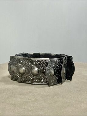 Gunmetal Panel Bracelet - Black Band
